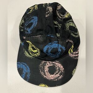 Vintage 90’s Neon Abstract Swirls Skater 5 Panal Hat Painters Cap Made In USA